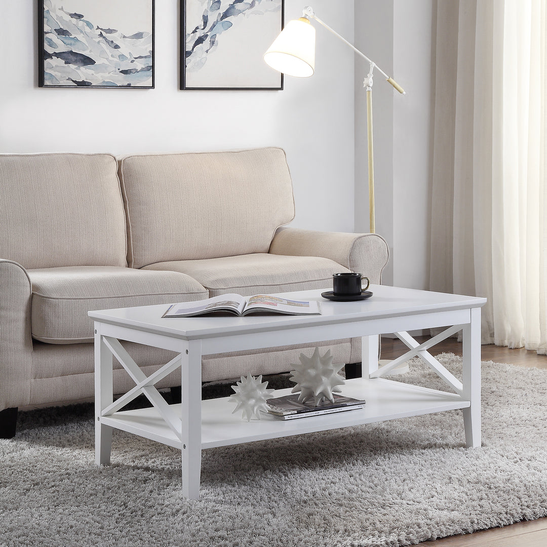 Long Island Rectangular Living Room White Coffee Table