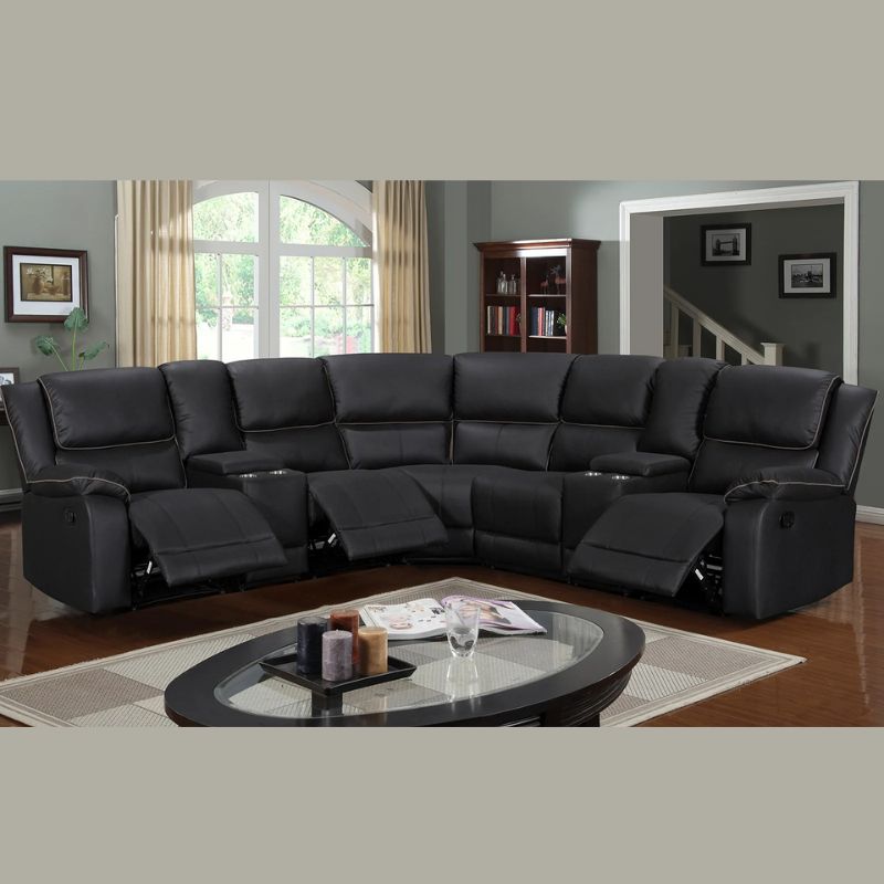 5 Seater Modular Recliner with Cup Holder Consoles