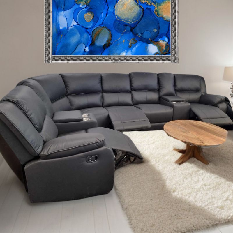 5 Seater Modular Recliner with Cup Holder Consoles Side View
