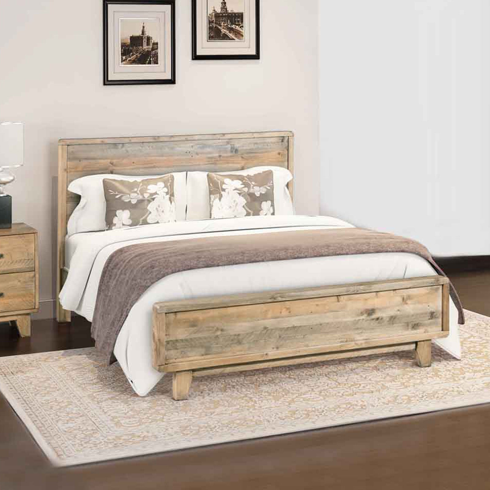 Double Size Solid Wood Bed Frame Light Brown