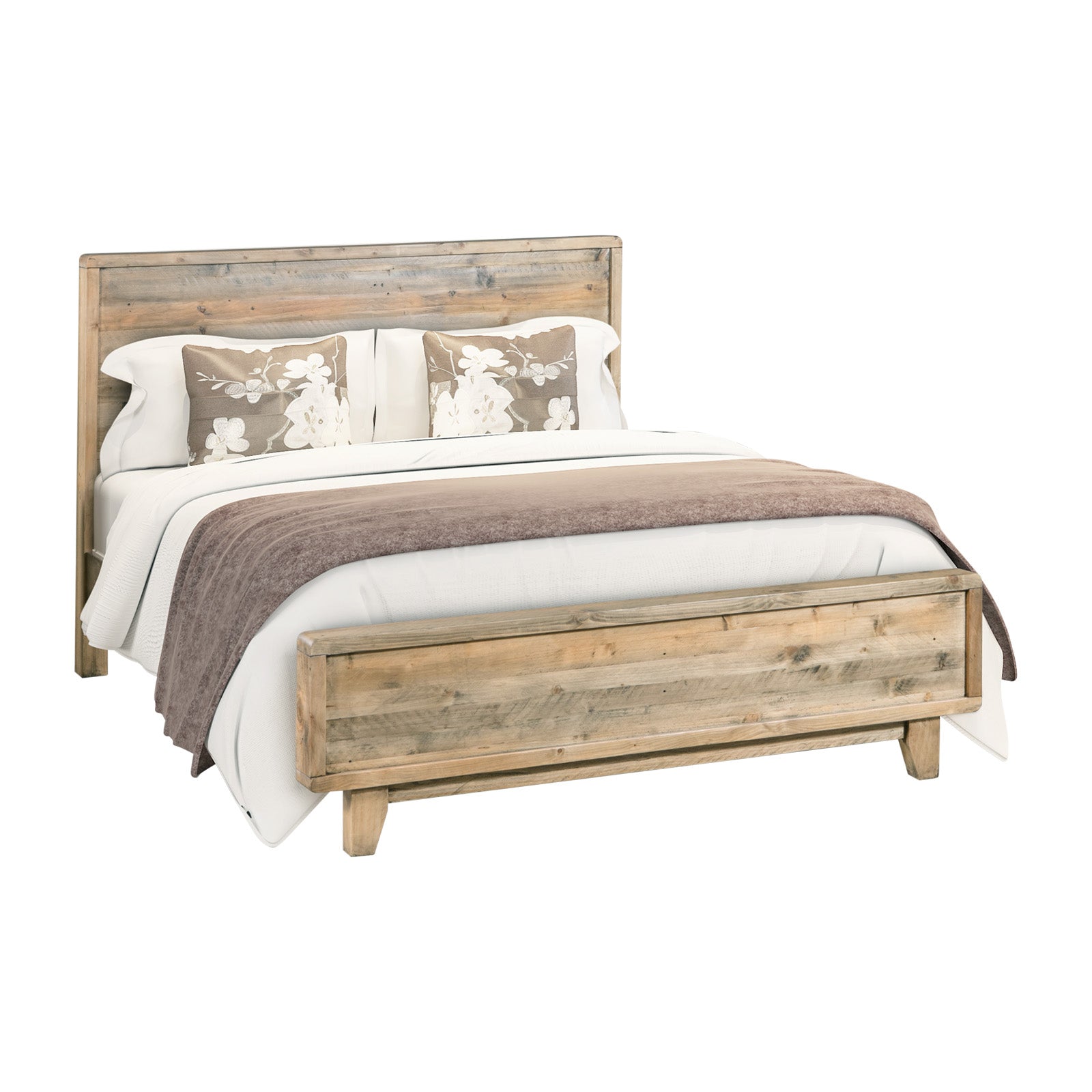 Queen Size Bed Frame - Rustic Charm, Modern Design Solid Pine