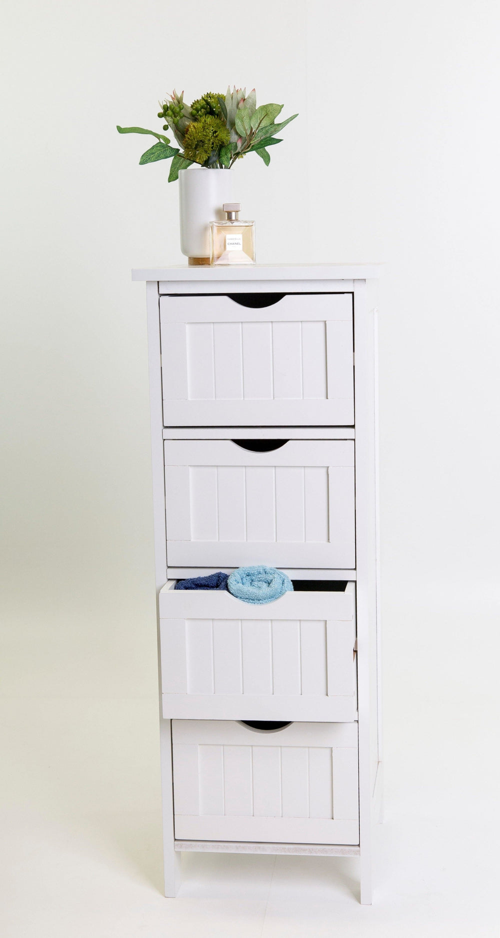 Maine 4 Drawer Multipurpose Bathroom Storage Cabinet White