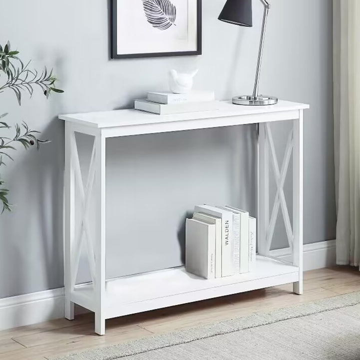 White Long Island Console Table 100cm - Shopay