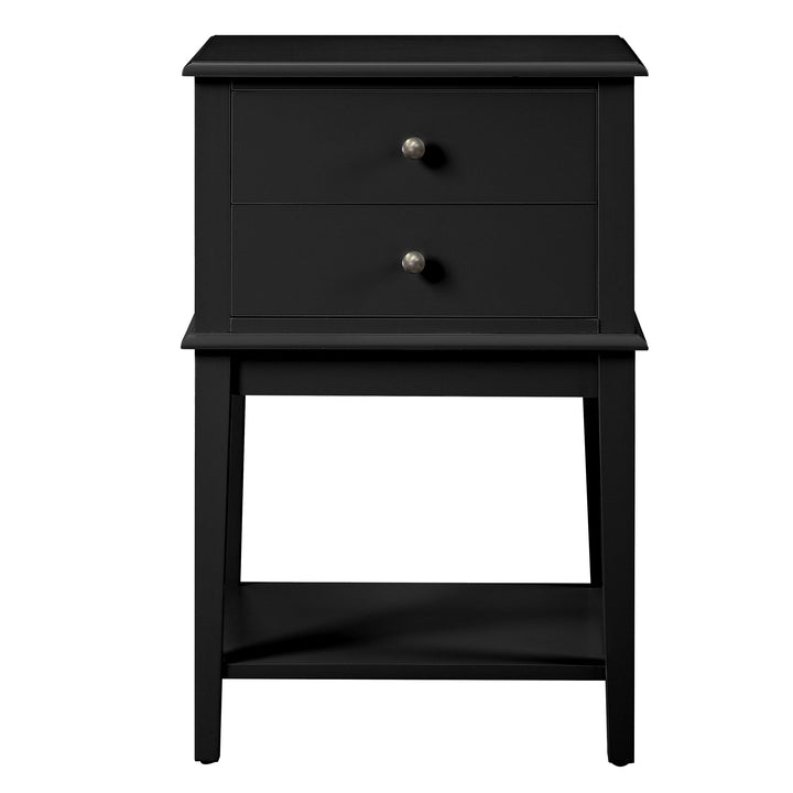 Chloe 2 Drawer Storage Bedside Table Night Stand Black