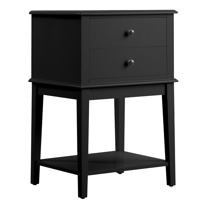 Chloe 2 Drawer Storage Bedside Table Night Stand Black