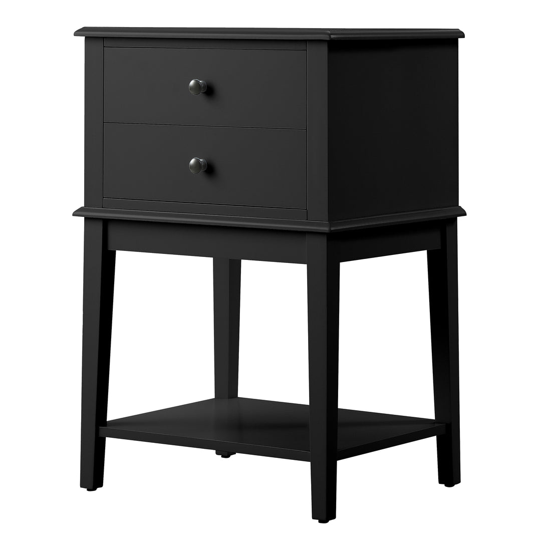Chloe 2 Drawer Storage Bedside Table Night Stand Black