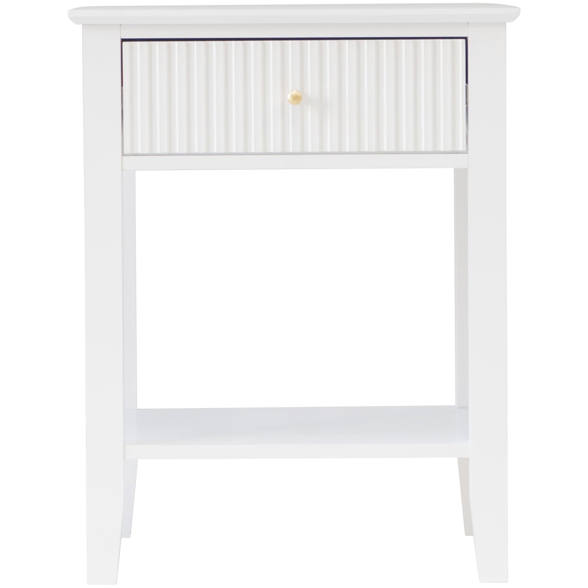 Zara Fluted 1 drawer side table - White