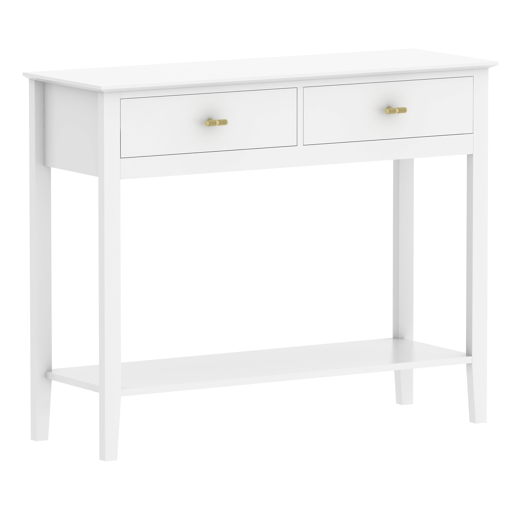 Harper White Console Table: Stylish Storage for Entryway or Living Room