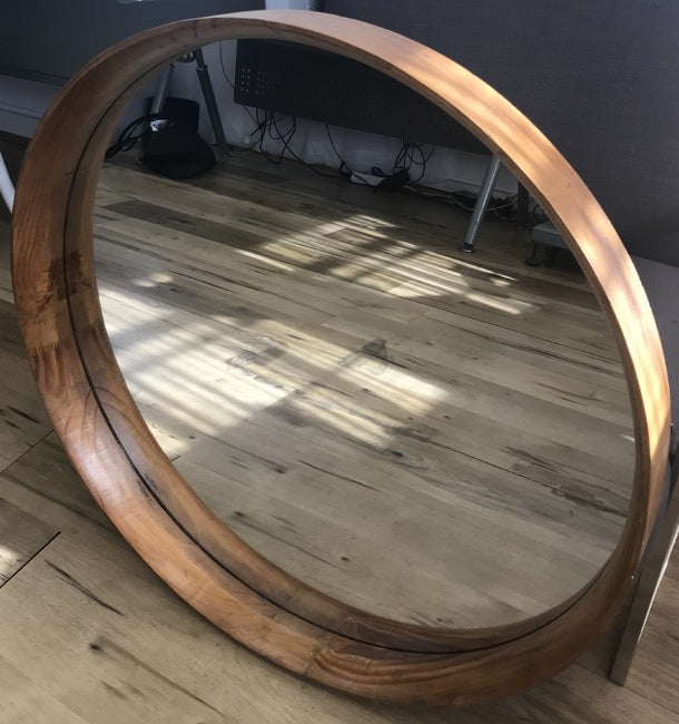 Yarrabah Round Wall Mirror - 80cm Pine Frame