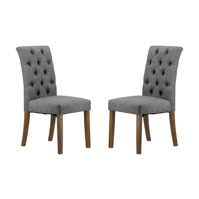 Grey Buttoned Back Armless Dining Chairs Set of 2