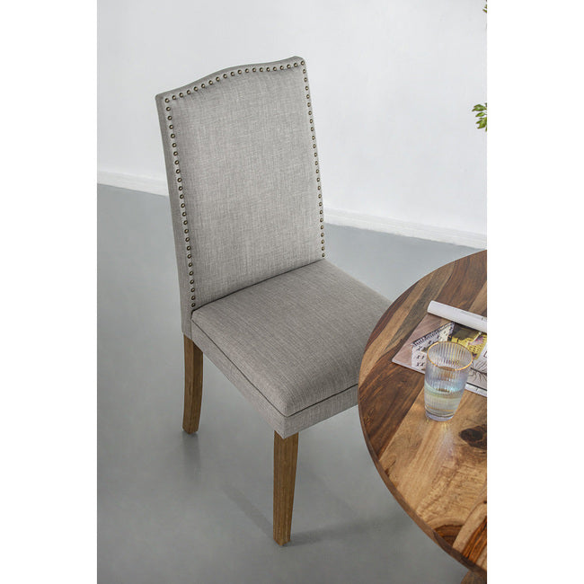 Studded Smoky Grey Armless Dining Chairs Set of 2