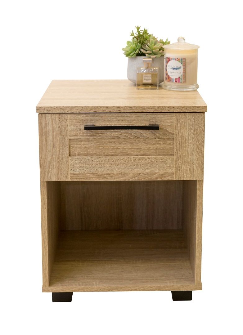 Montreal Bedside Table with 1 Drawer - Light Sonoma Oak