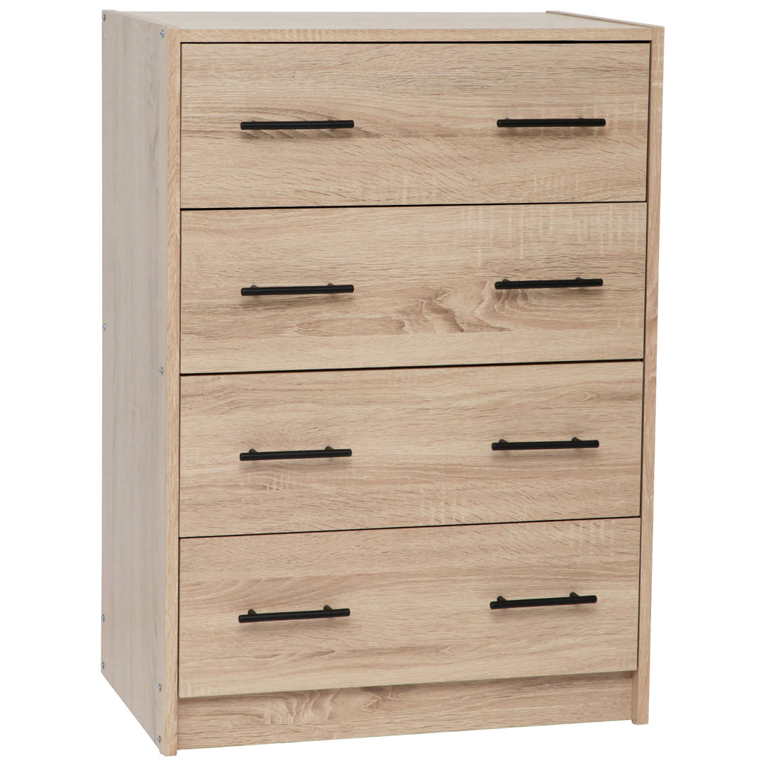a side view of Light Sonoma Oak Classic Chest of 4 Drawers
