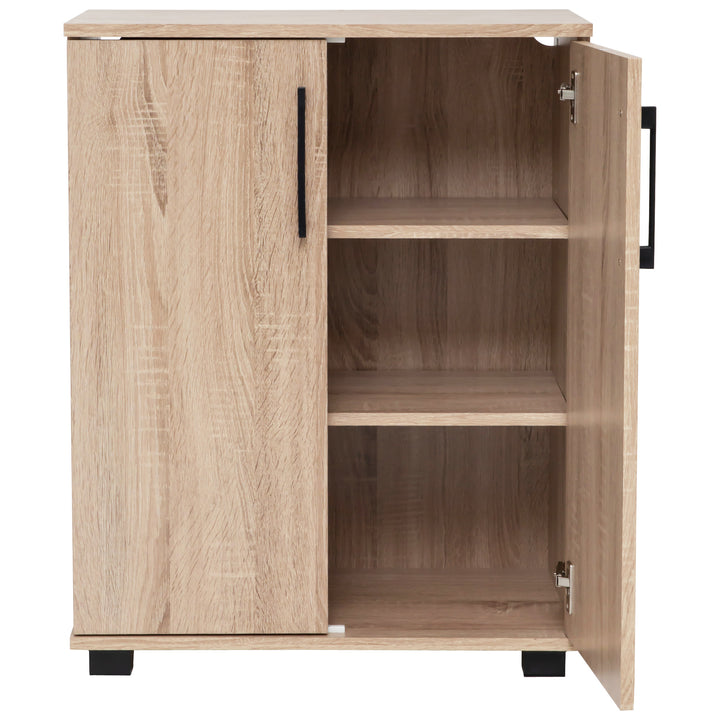 One door is open of a Light Sonoma Oak Multi-Purpose Cupboard 2 Door  Low Style 