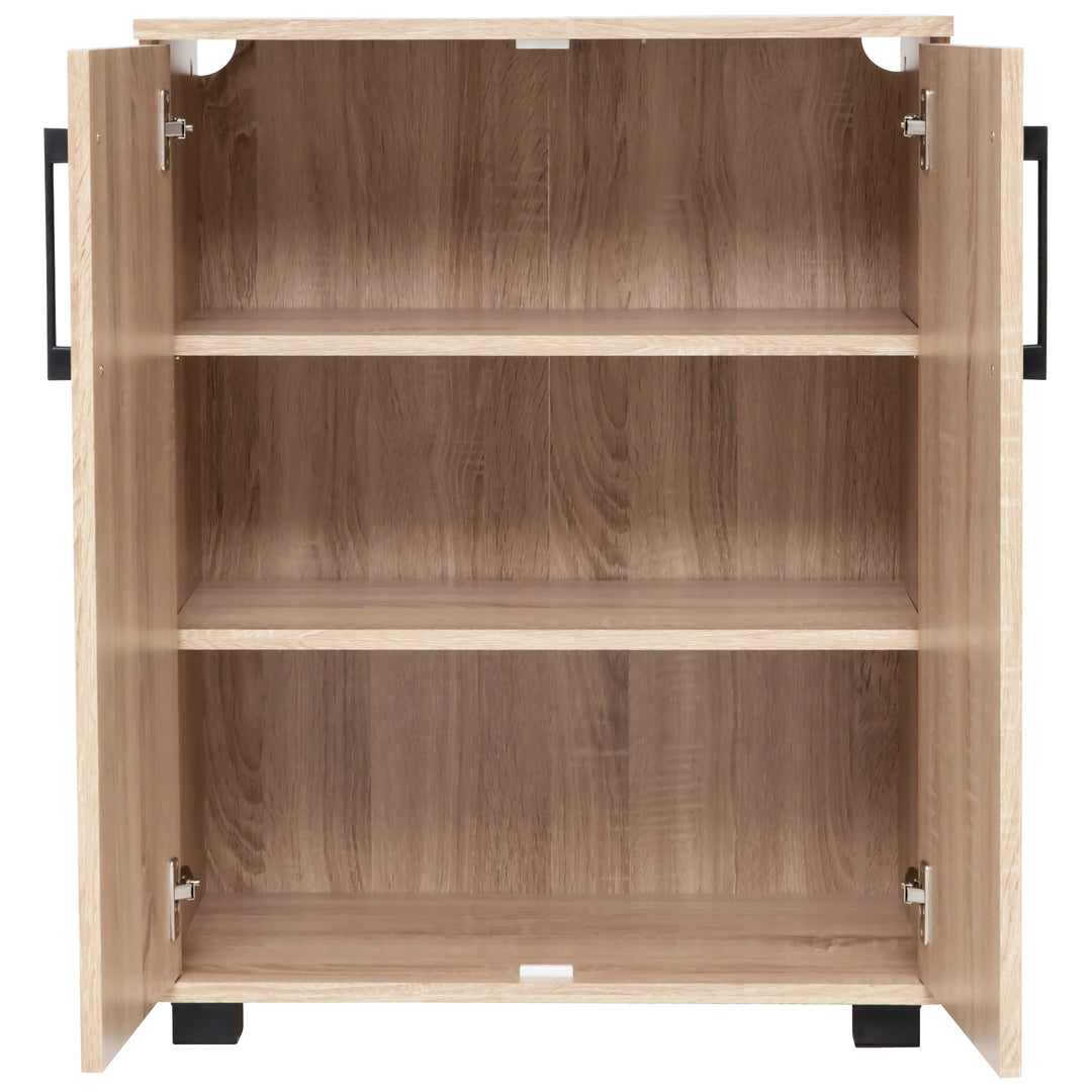 Close shot of a Light Sonoma Oak Multi-Purpose Cupboard 2 Door  Low Style with both door opened