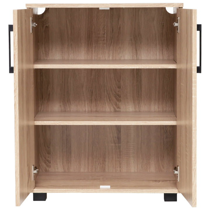 Close shot of a Light Sonoma Oak Multi-Purpose Cupboard 2 Door  Low Style with both door opened