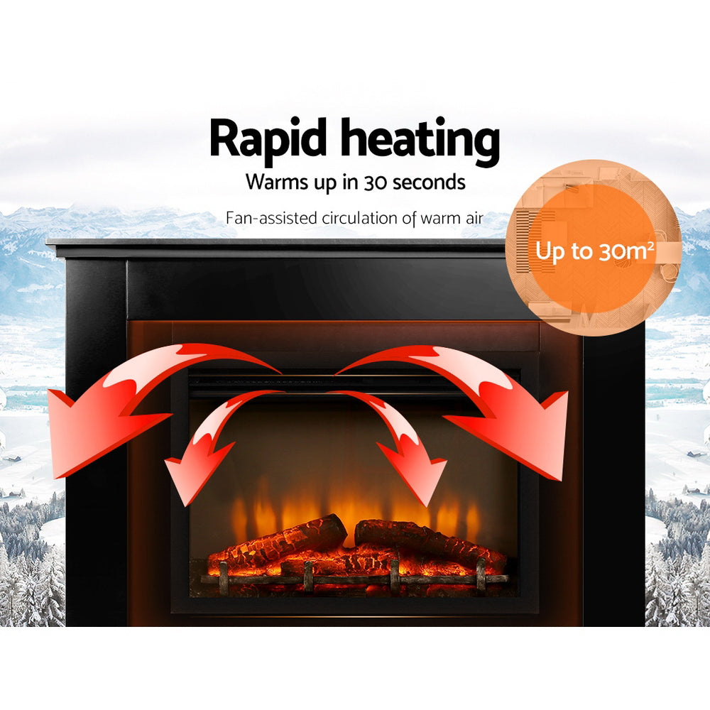 Electric Portable Heater 3D Flame Effect Black