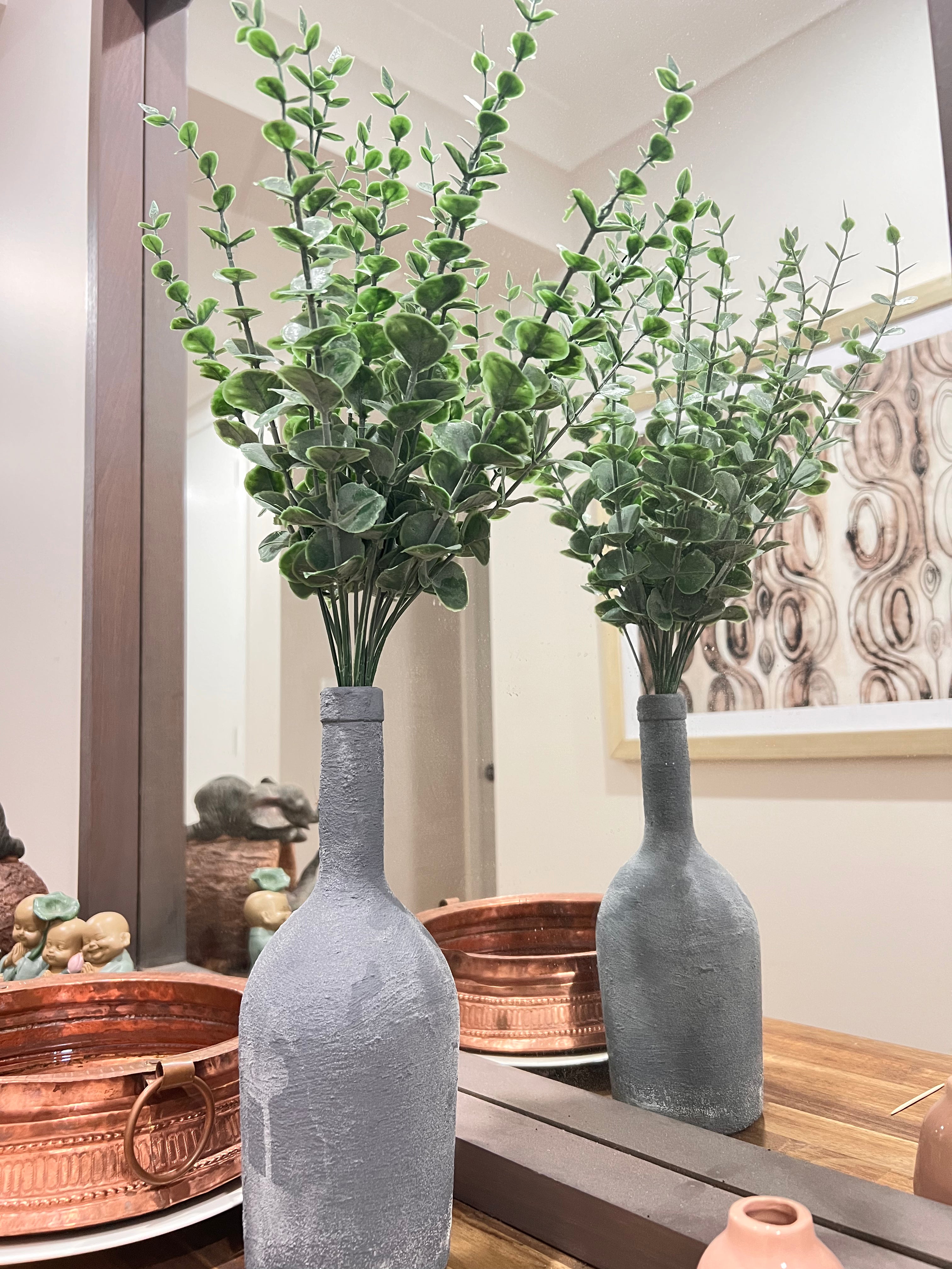Artificial Flower Eucalyptus Bouquet Centerpiece 10 Piece - Green