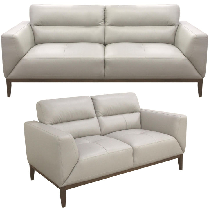 Downy Genuine Leather Silver Sofa Set - 3+2 Seater Lounge Couch