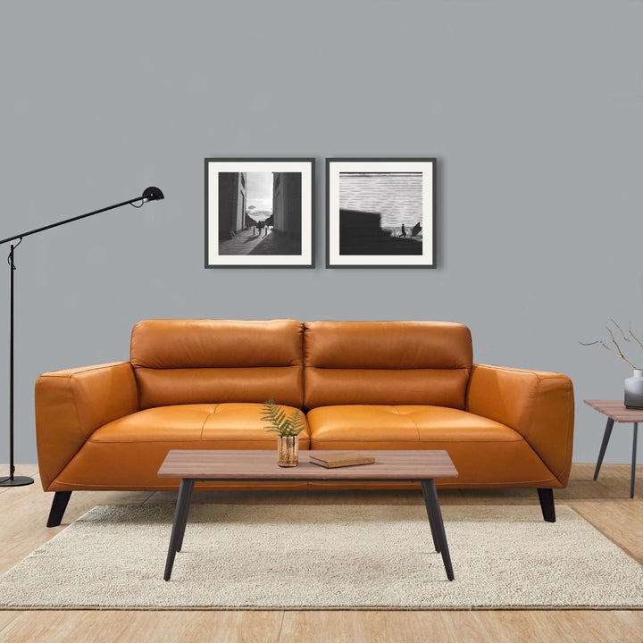Downy Leather Sofa Set: Modern Comfort & Style (3+2 Seater, Tangerine)
