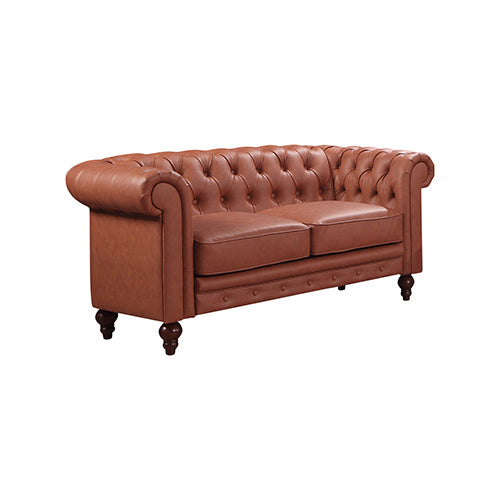 Chesterfield Elegance: 3+2+1 Seater Button Tufted Faux Leather Sofa Brown