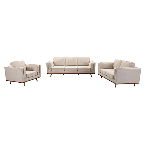 Beige Fabric 3+2+1 Seater Sofa Lounge Set with Wooden Frame