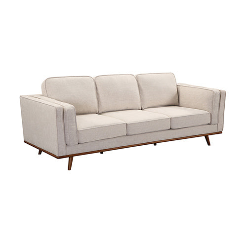 Beige Fabric 3+2+1 Seater Sofa Lounge Set with Wooden Frame