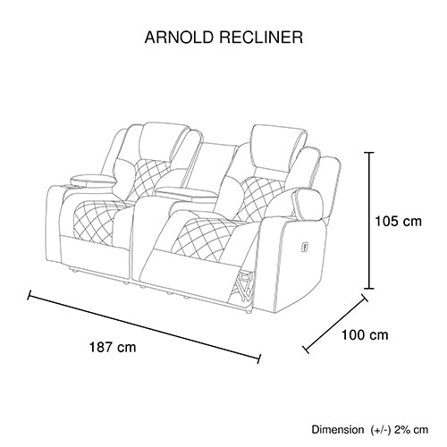 Black Rhino Fabric Electric Recliner Lounge - 3+2+1 Seater with LED Features