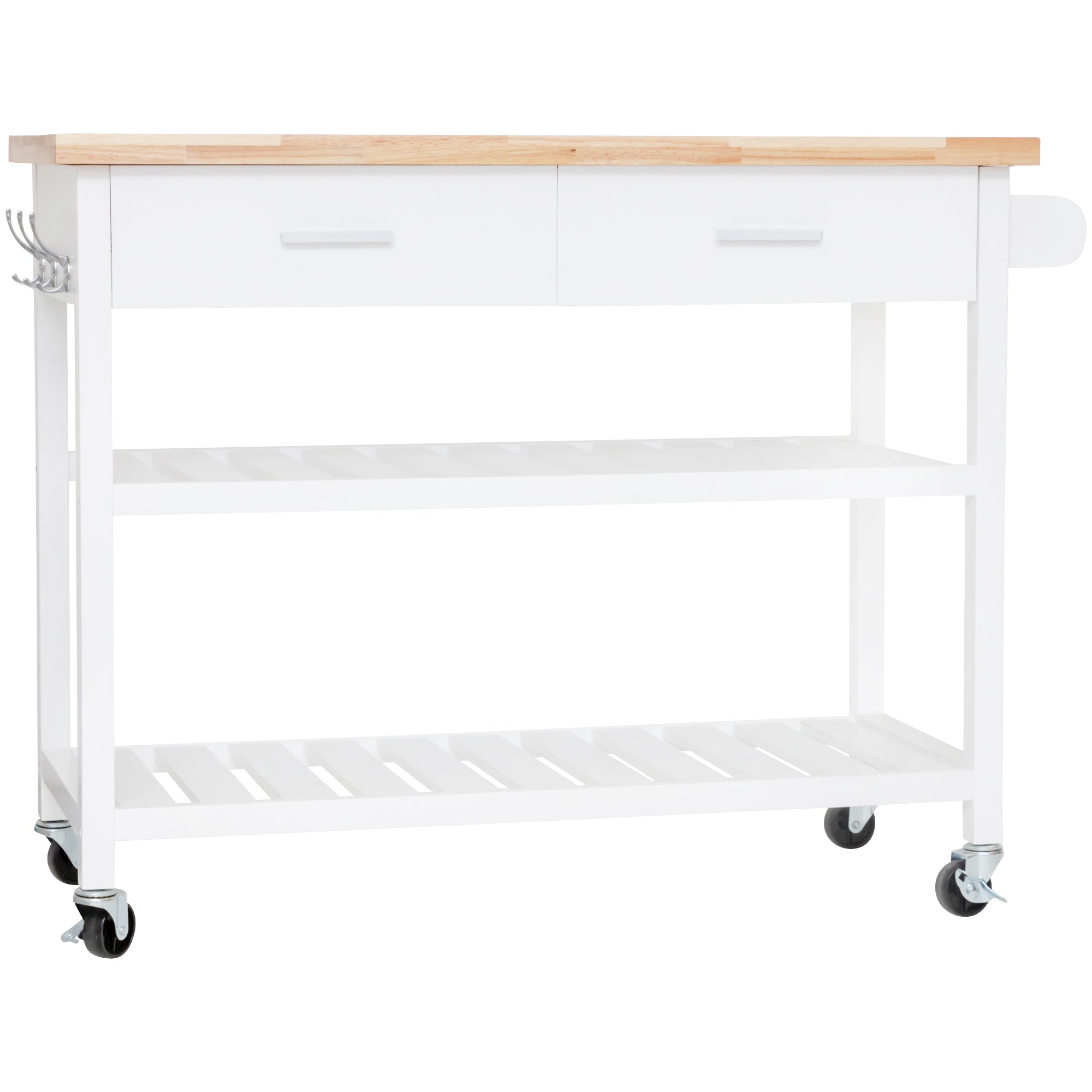 Stylish and Practical Kitchen Island Trolley with Open Shelves in White