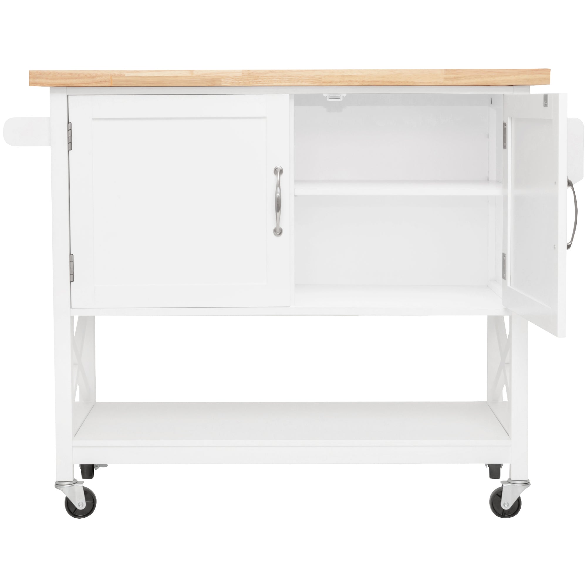 Hamptons Kitchen Island with Solid Wood Top White