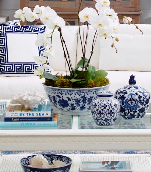 Charming Blue & White Flower Pattern High-Fired Ceramic Ginger Jar