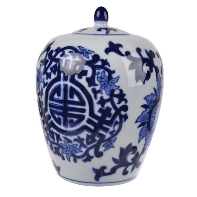 Blue and White Ceramic Dynasty Bulb Lidded Vase