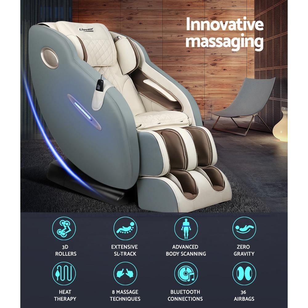 3D Electric Massage Chair Navy Cream