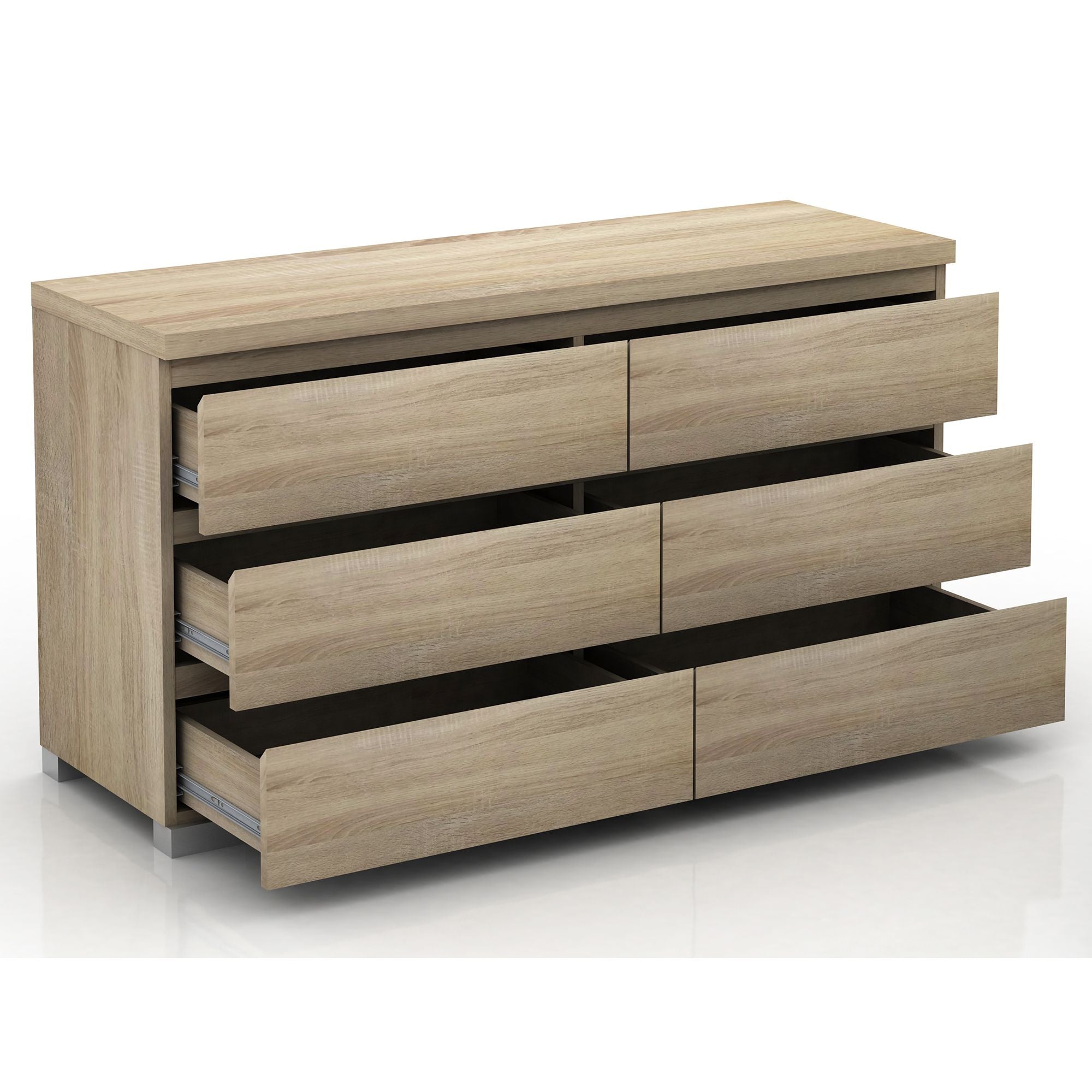 New model comes with light sonoma oak color drawers 