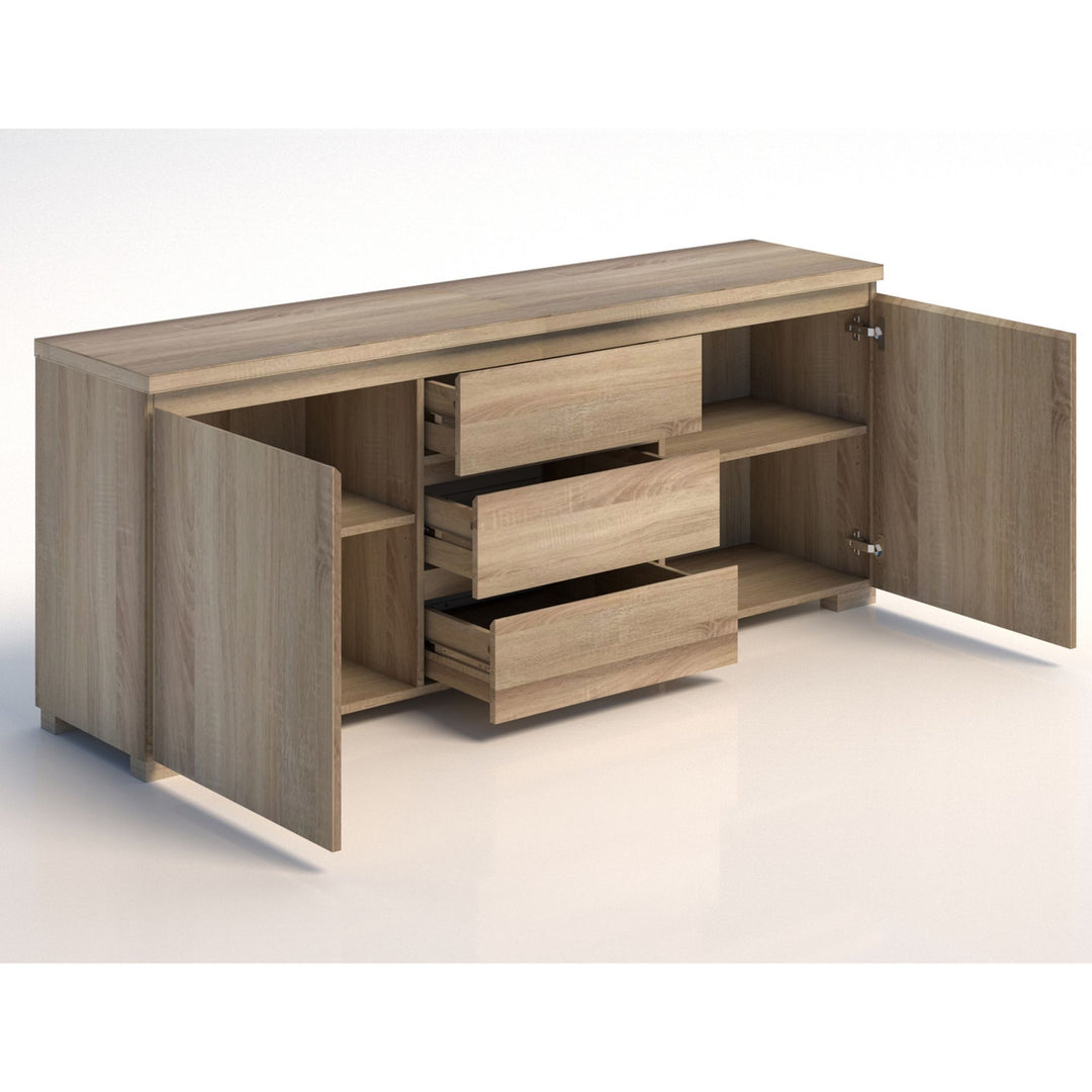 Elara Buffet 2 Door 3 Drawer Light Sonoma Oak - Shopay