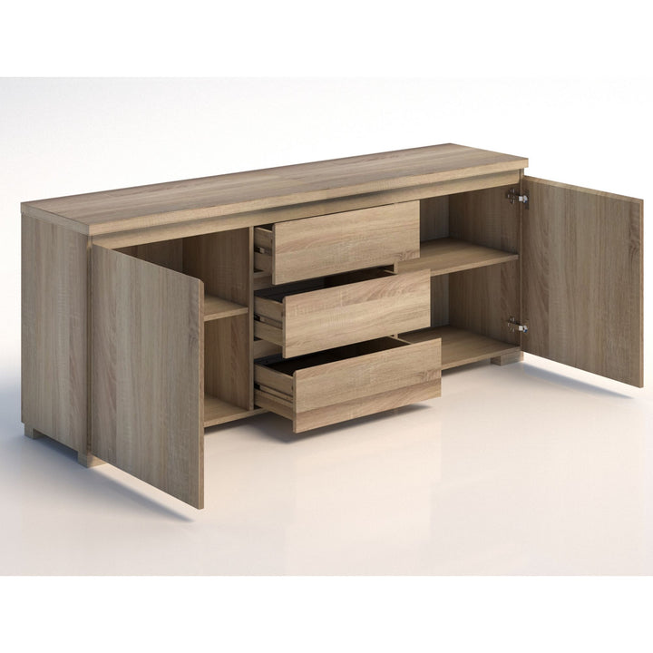 Elara Buffet 2 Door 3 Drawer Light Sonoma Oak - Shopay
