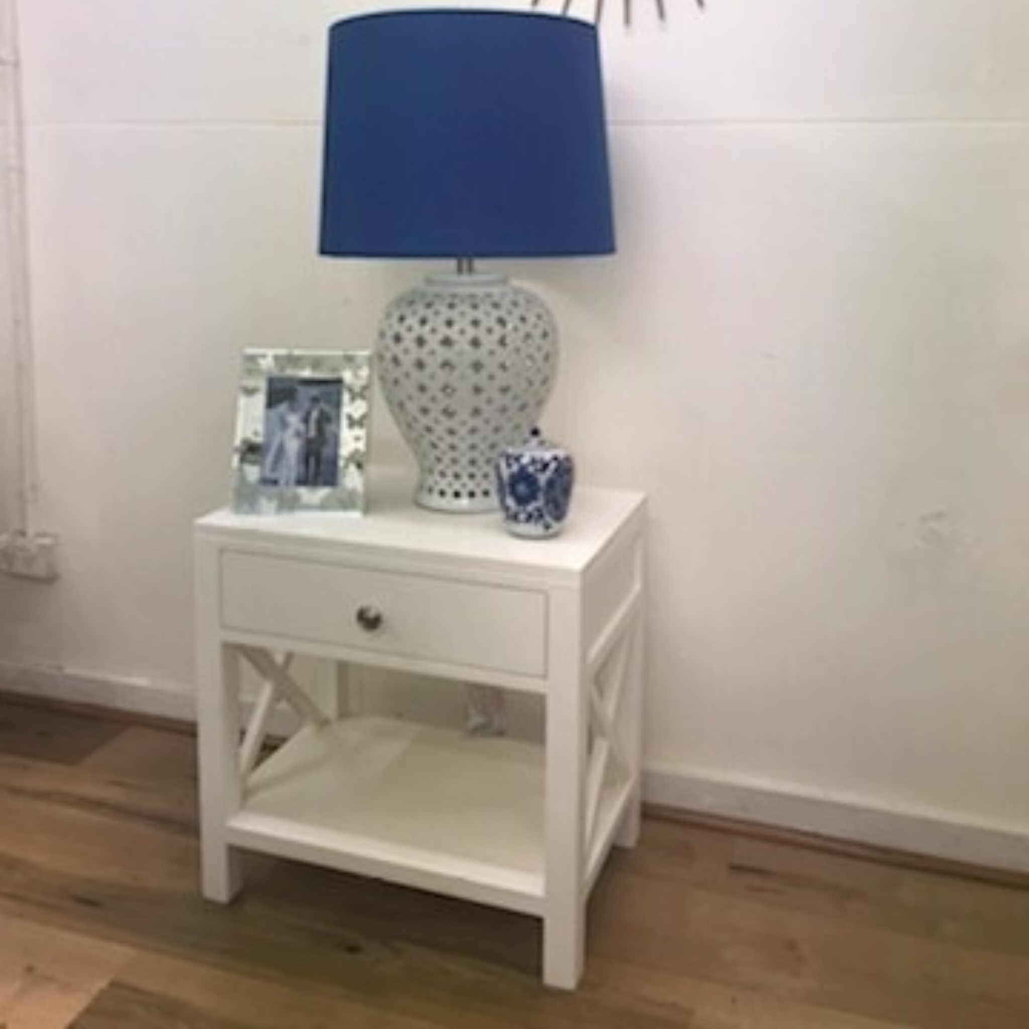 Lattice Tall White Table Lamp