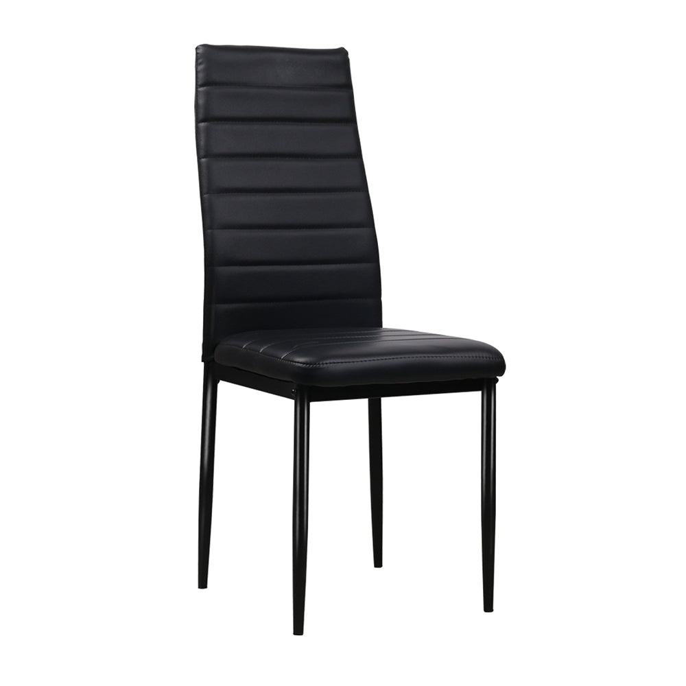 Set of 4 Black Dining Chairs PVC Leather