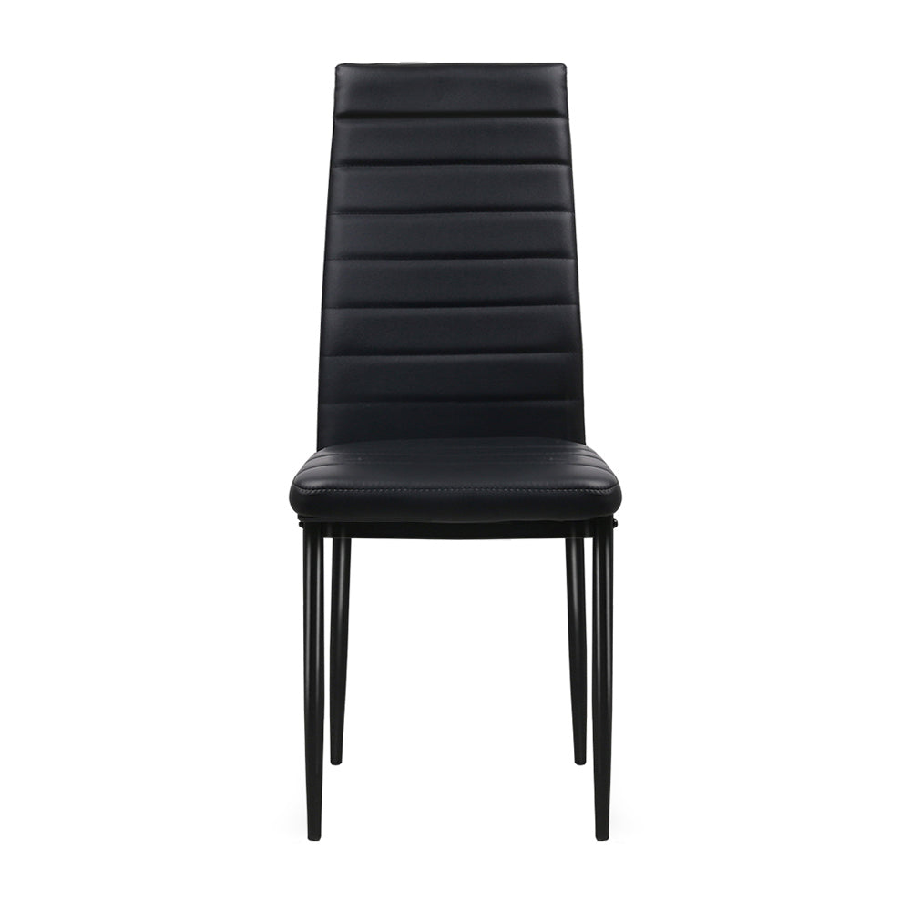 Set of 4 Black Dining Chairs PVC Leather
