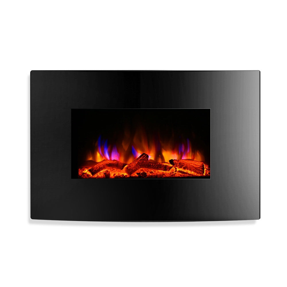 Electric Wall Mounted Heater 3D Flame Effect Black
