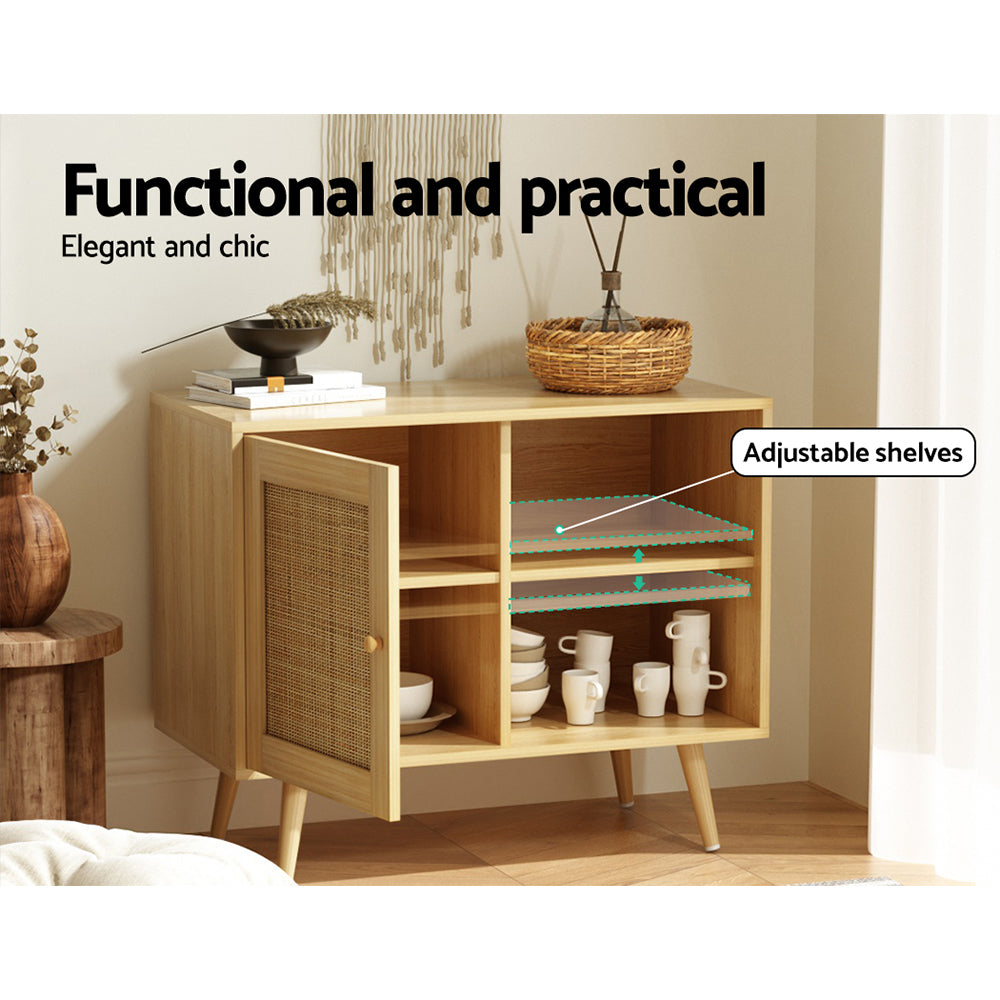 Contemporary Rattan Buffet Sideboard Storage Cabinet