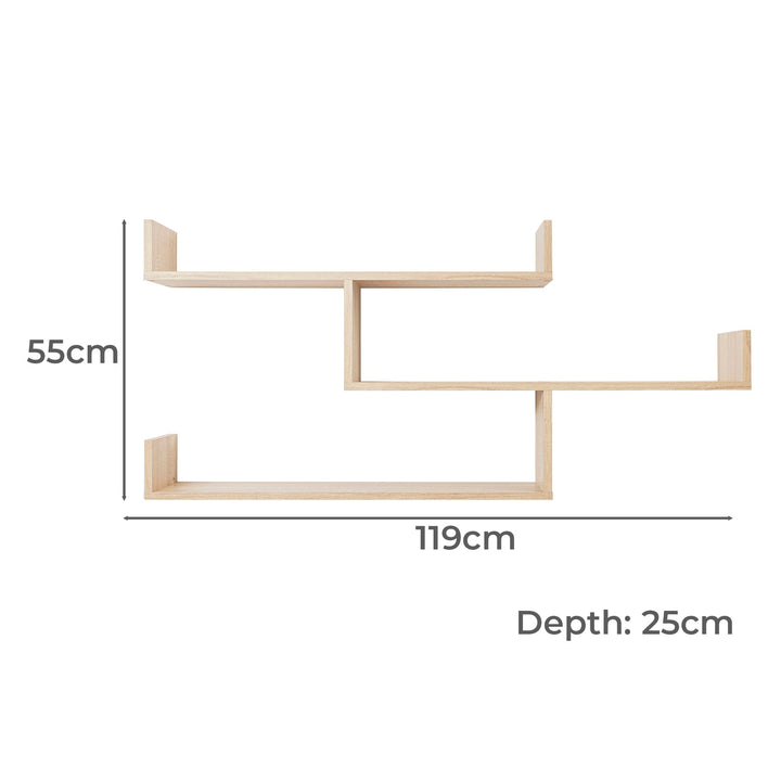 Zurich Multi Level Shelf Kit Wall Decorator OAK