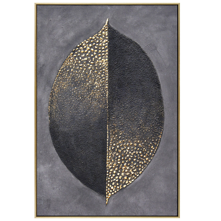 Golden Dichotomy Gold Framed Hand Painted Canvas Wall Art 60X90cm