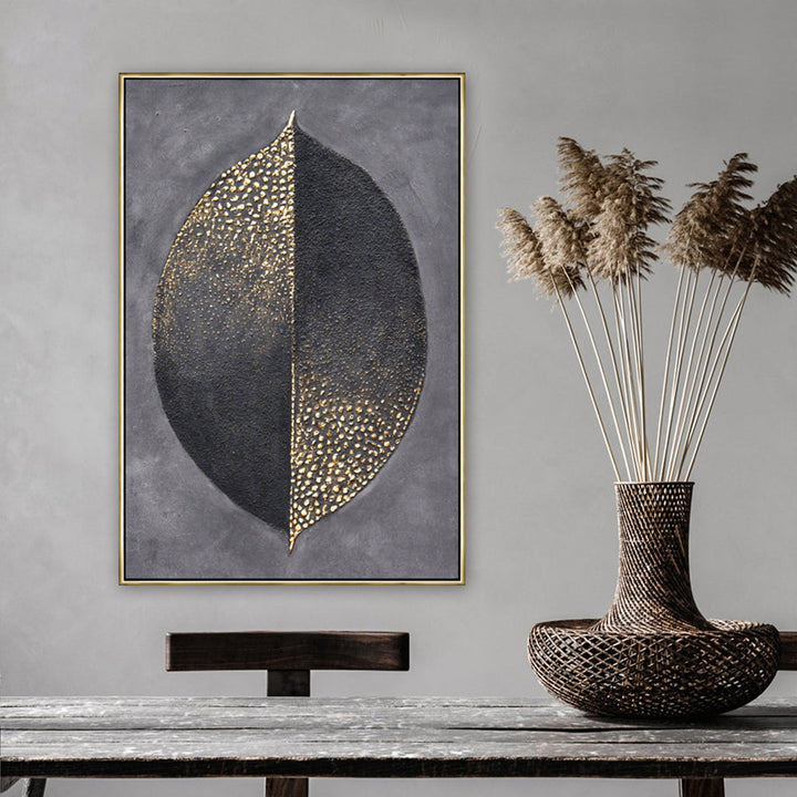 Golden Dichotomy Gold Framed Hand Painted Canvas Wall Art 60X90cm