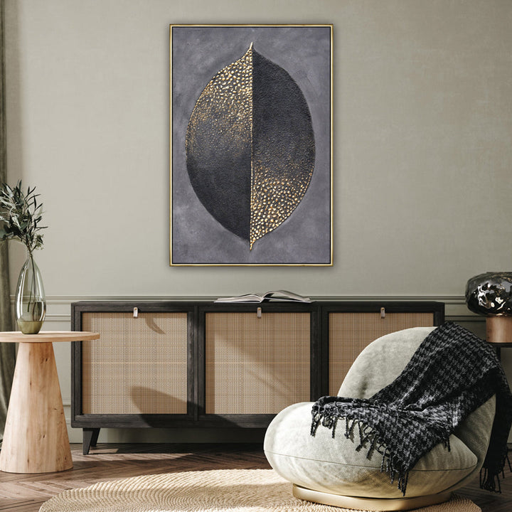 Golden Dichotomy Gold Framed Hand Painted Canvas Wall Art 60X90cm