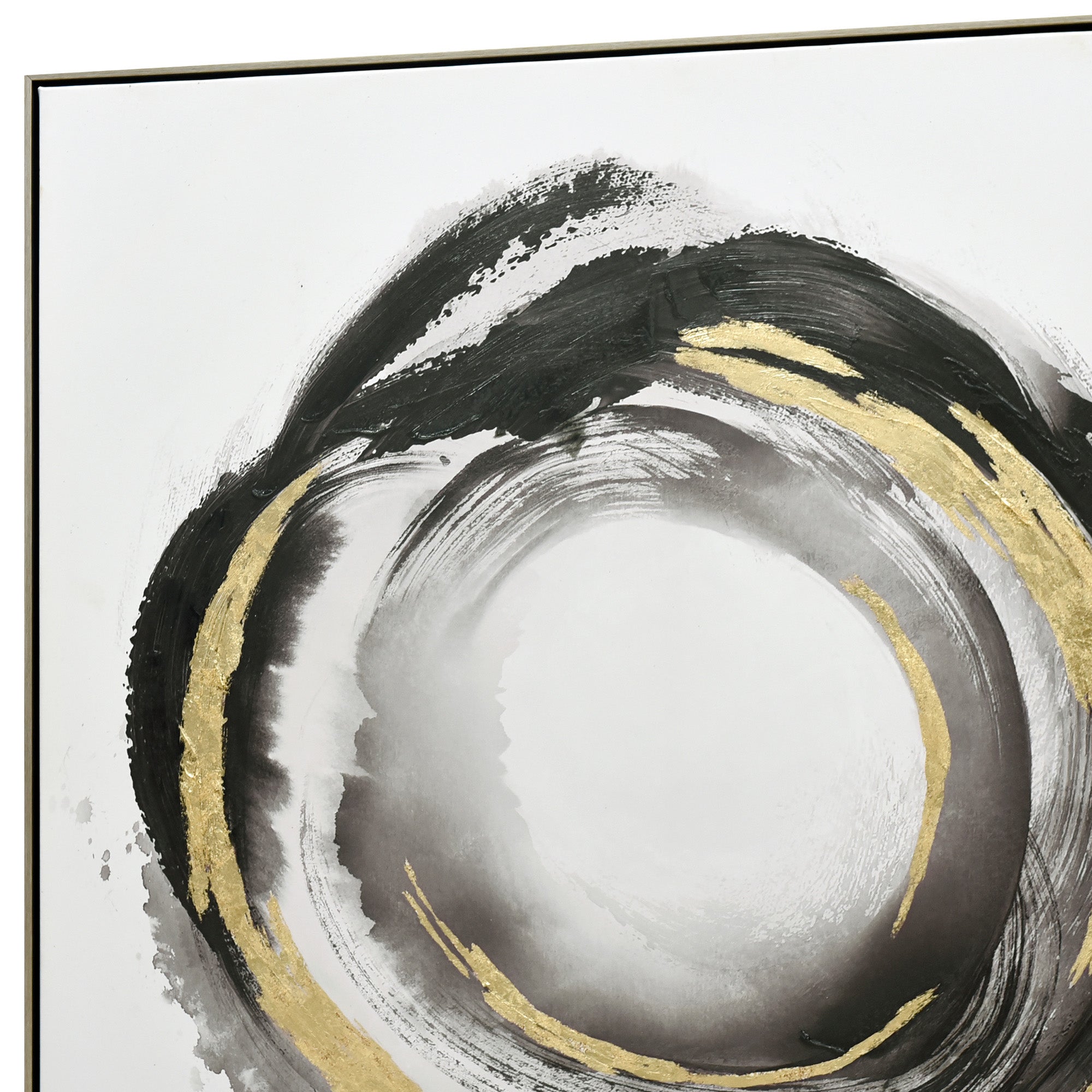 Orbiting Elegance Champagne Framed Canvas Wall Art 100X100cm