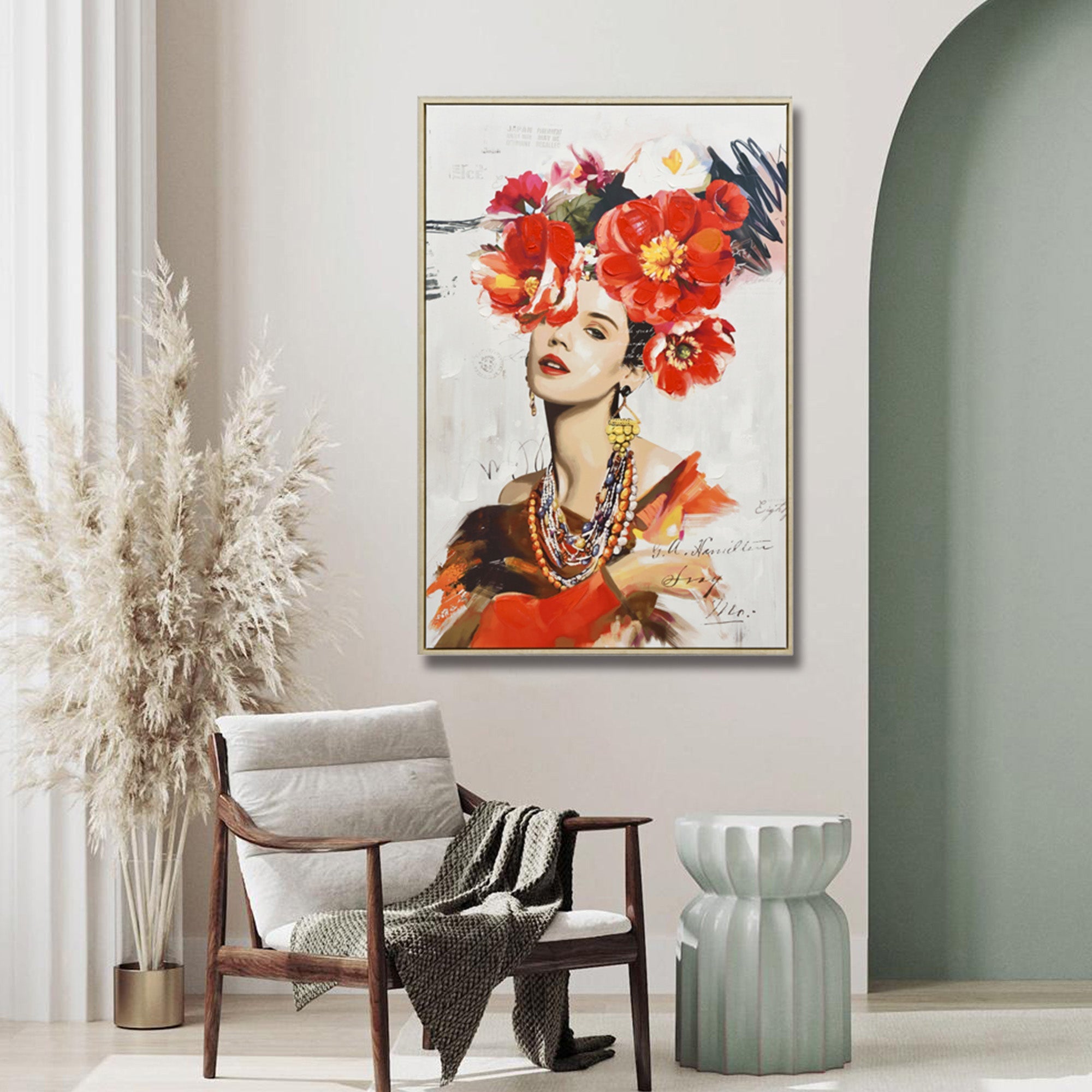 Blossom Adorned Light Wood Framed Canvas Wall Art 80X120cm