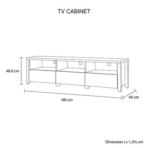 TV Cabinet 3 Storage Drawers Oak Colour