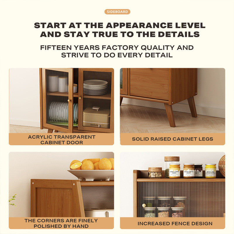 Modern Bamboo Kitchen Sideboard Storage Cabinet
