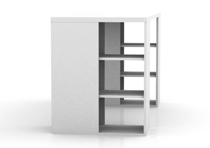 Bloc Desk With Storage Shelves - White